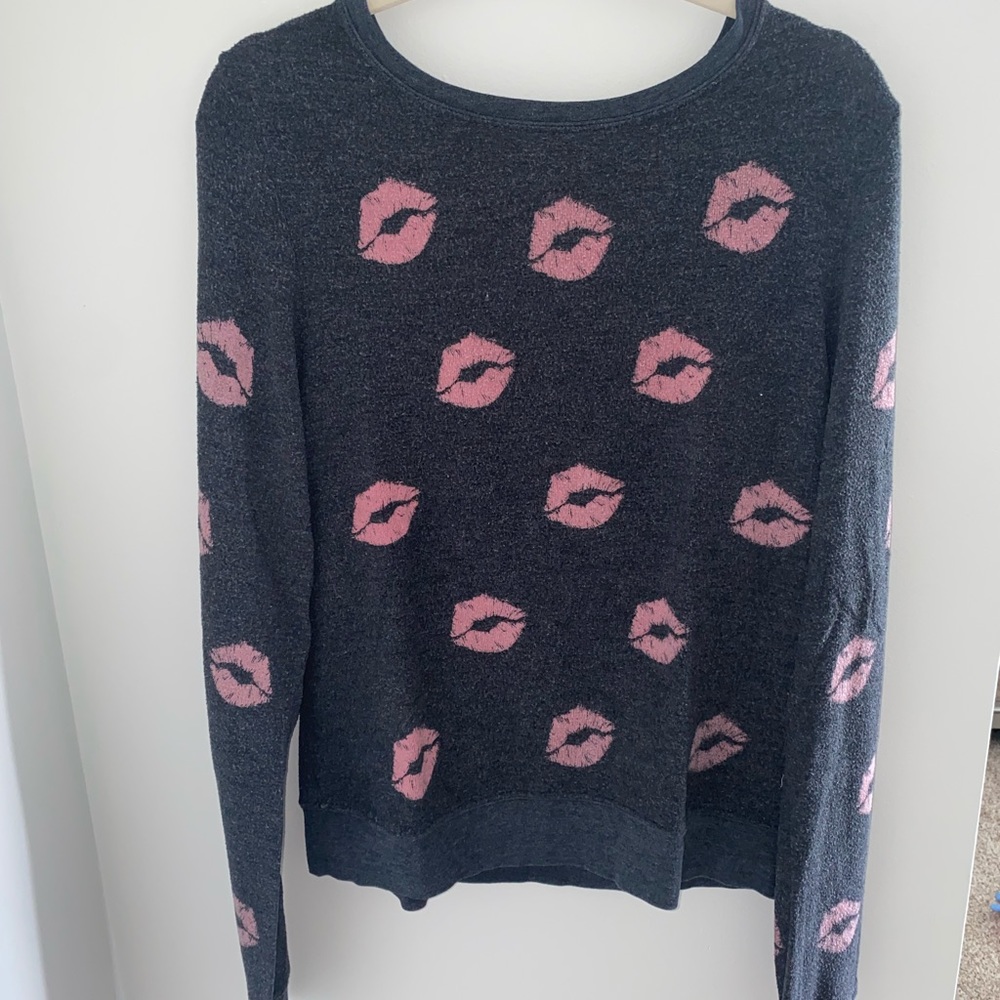 WILDFOX GRAY KISS SWEATERSHIT/SWEATER